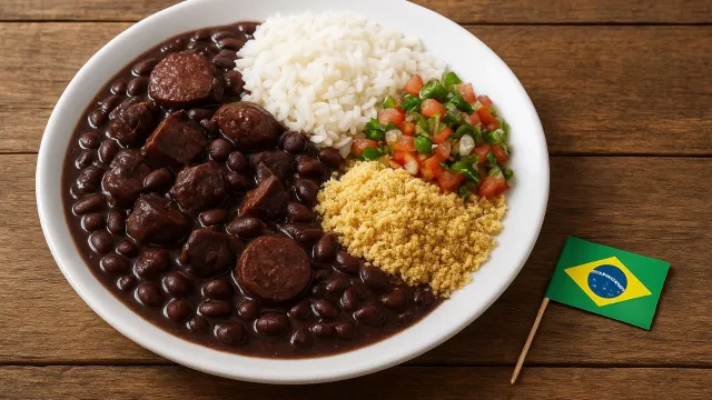 Feijoada mit Farofa und Reis u. grüner Sauce (Foto: Danyiella Borges) Feijoada mit Farofa und Reis u. grüner Sauce — Brasilianisches Essen zum Tag der weltweiten Kirche (Foto: Danyiella Borges)